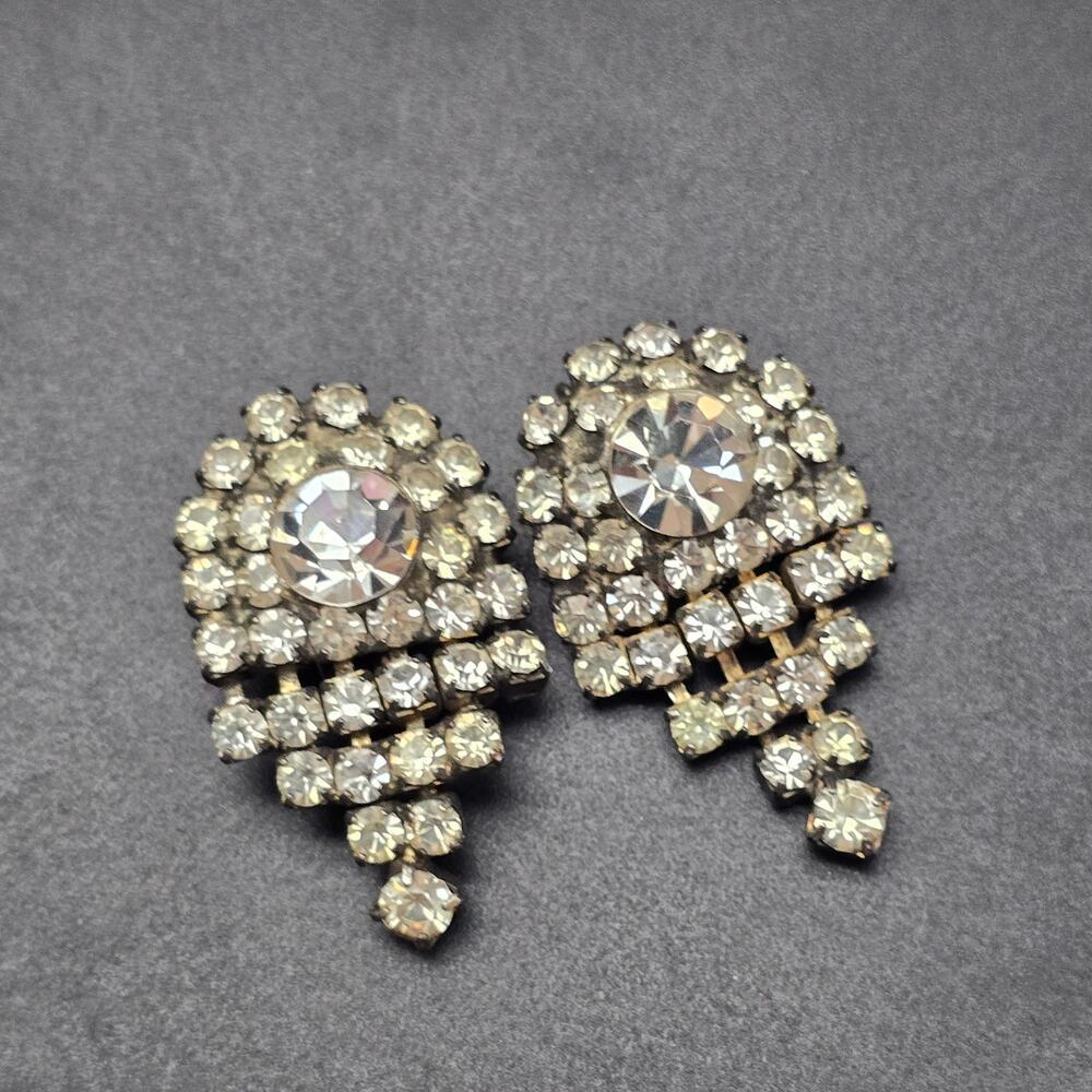 Vintage S. G. D'Or Rhinestone Shoe Clips 1940s Glam Accessory